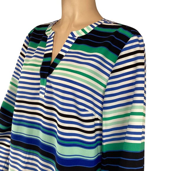 Talbots Top Blouse Size Large Womens Multi-Color Striped Long Sleeve - Picture 5 of 9